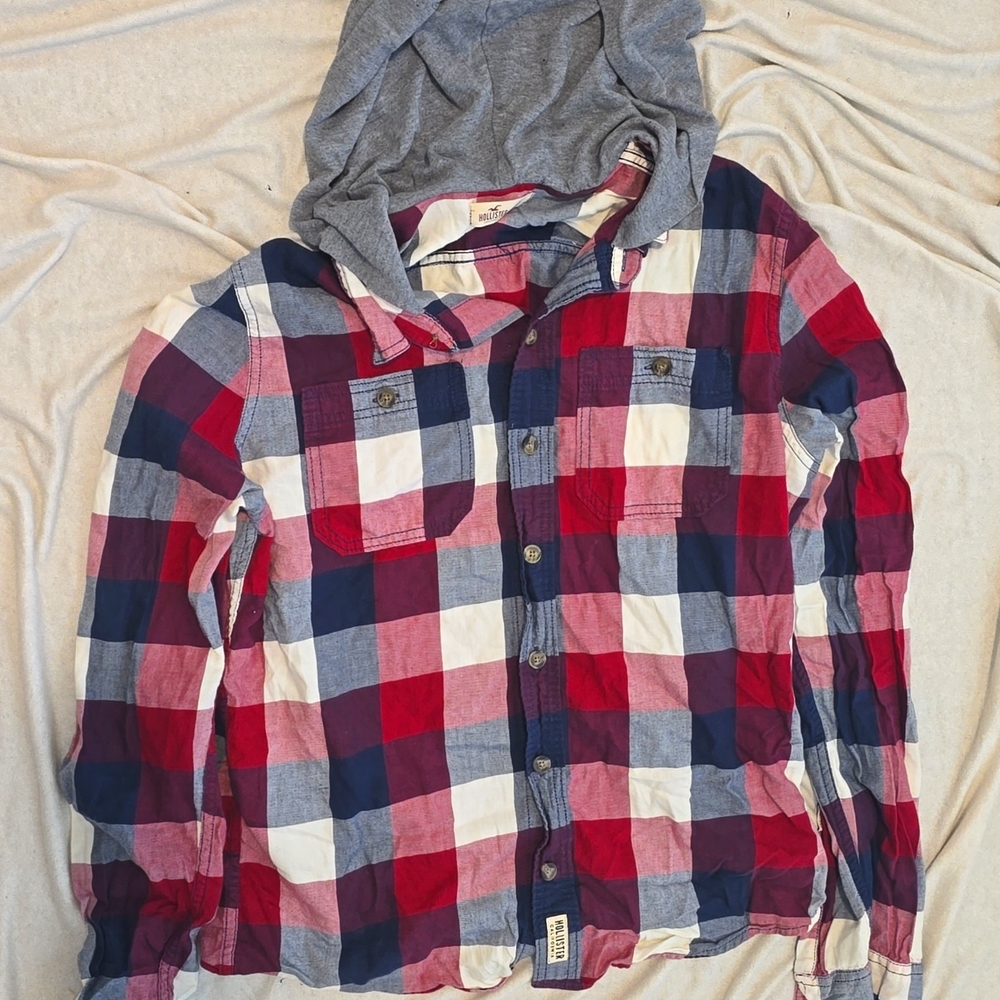 Hollister Plaid Hooded Shirt